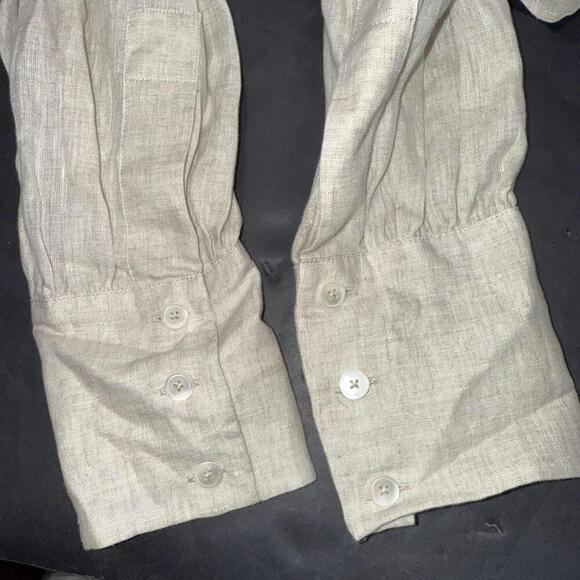 Massimo Dutti Beige Linen Oversized Minimalist Organic Natural Button Up Blouse - Picture 15 of 15